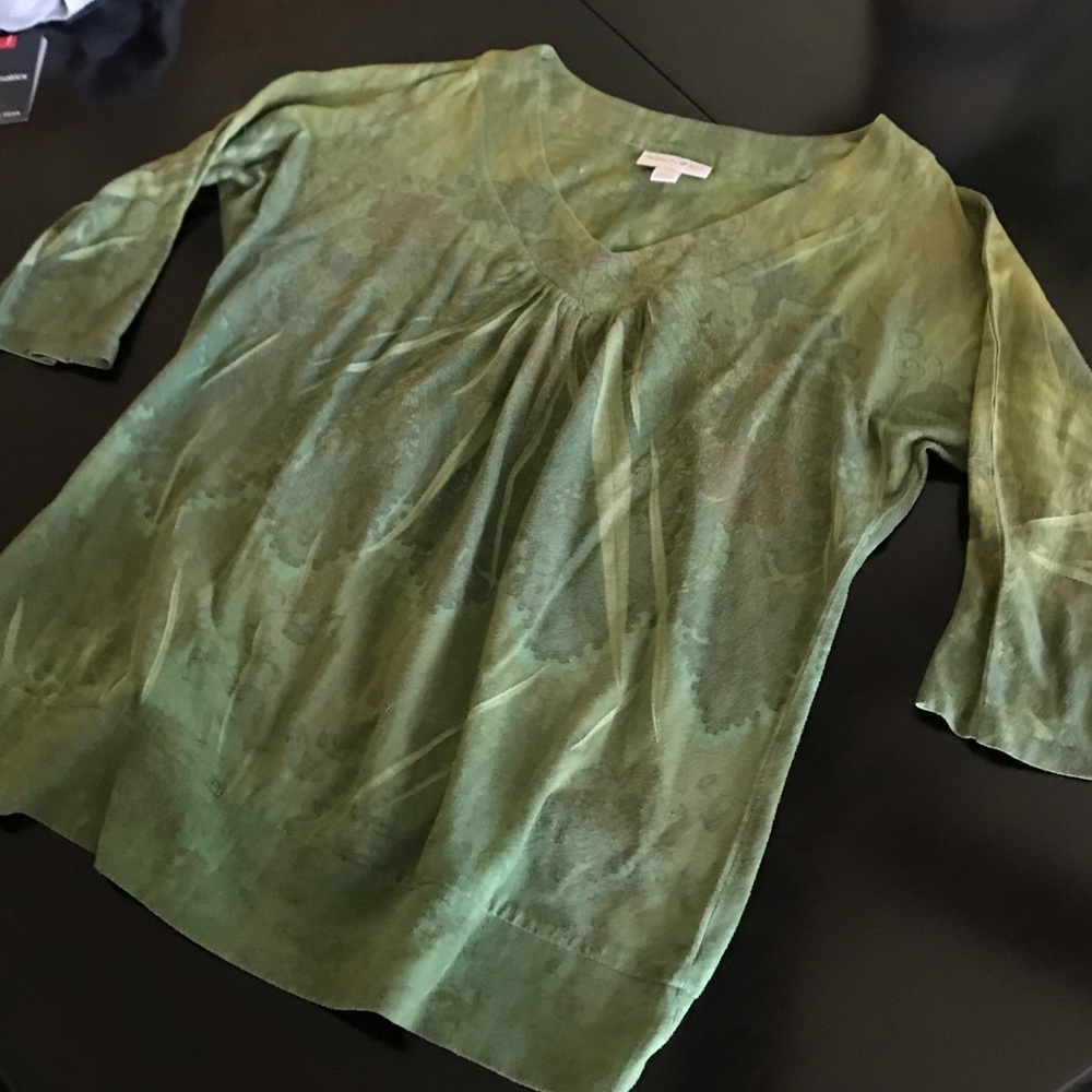 Olive green top 3/4 sleeve •Fashion Bug• L large